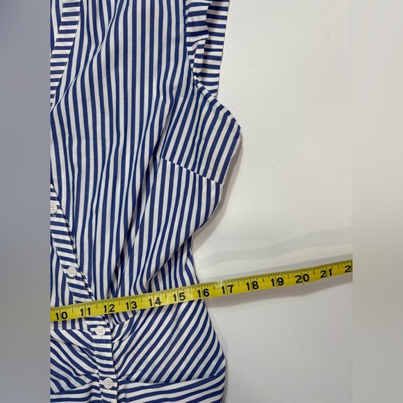 Veronica Beard Striped Asymmetrical Ruched Cotton Shirt Dress - Picture 12 of 16